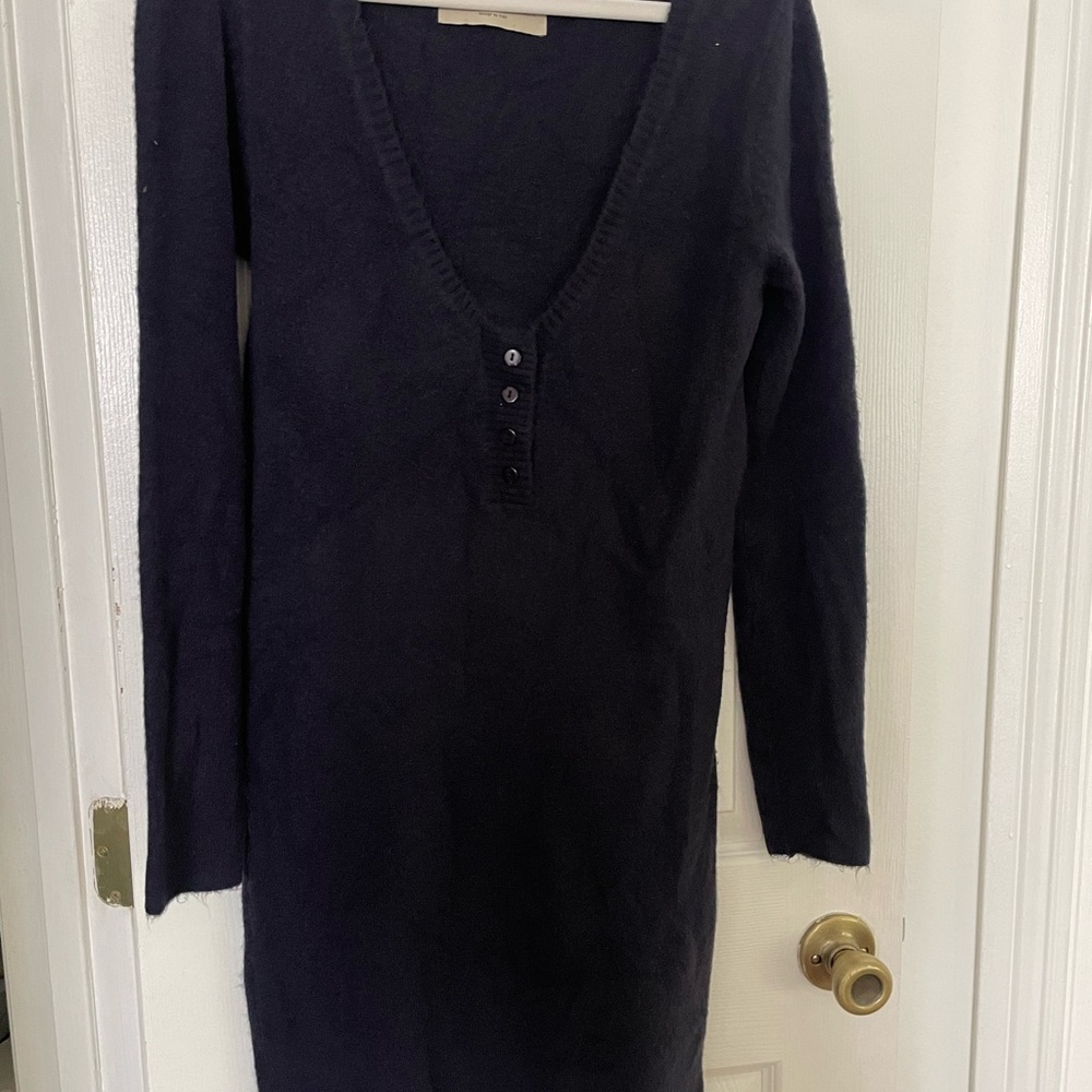 Stella McCartney Navy V-Neck Long Sleeve Knit Dress